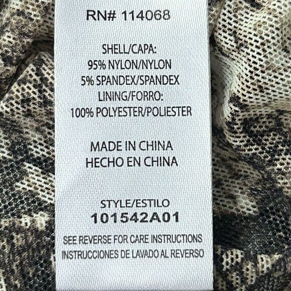 Ten Sixty Sherman Long Sleeve Top Small Tan & Black Snakeskin Semi Sheer Ruched - Picture 10 of 11